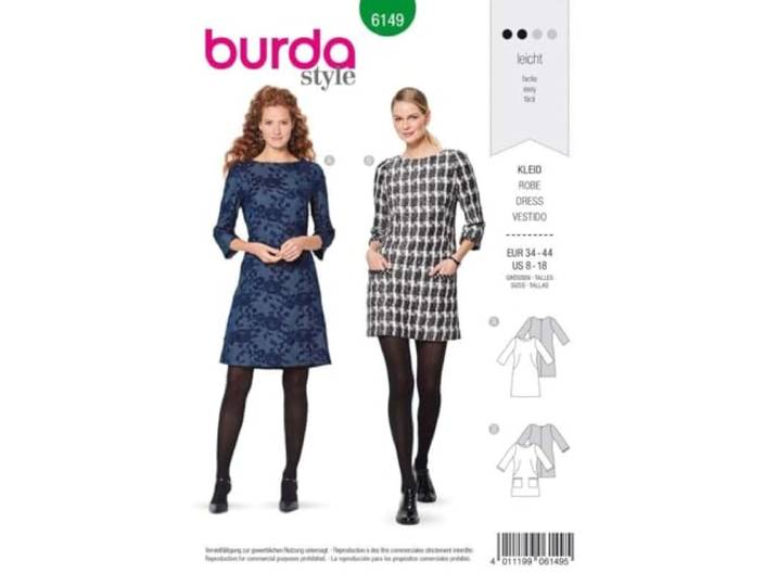 Burda naaipatroon dames vrouwelijke jurken 6149 mt. 34-44