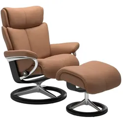 Stressless Sessel mit Hocker Magic Signature Leder Braun Batick Latte S (Small)