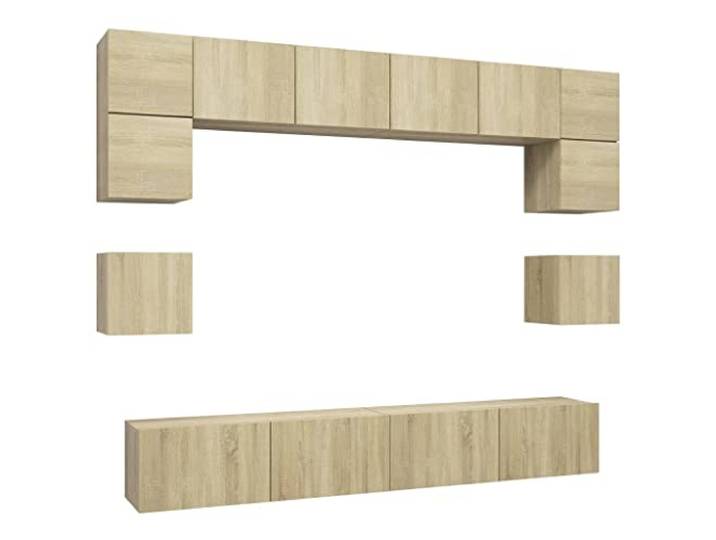 GHVBNMF 8-TLG. TV-Schrank Set Wandmontage Hängend Sonoma-Eiche Modularer Wand-Fernsehtisch für Wohnzimmer und Schlafzimmer, pflegeleichtes Holzwerkstoff-Design in Eichenoptik.