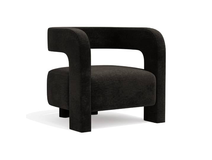 Fauteuil en velours chenillé noir