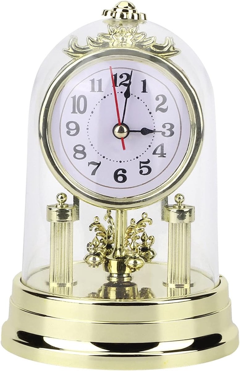 ShopVlot Tafelklok Retro Stijl - Antiek Goud - Analoog en Stille Tafelklok