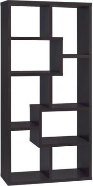 Toswin Cappuccino Color Modern Wooden 8-shelf Geometric BookCase