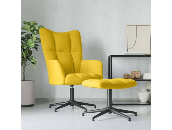 vidaXL Relaxsessel mit Hocker Senfgelb Samt