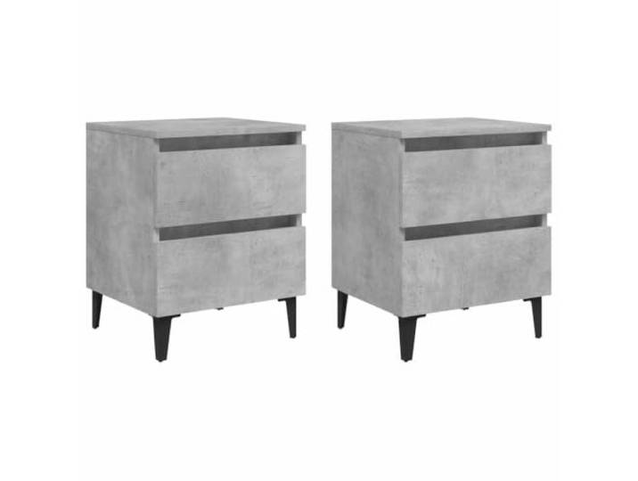 Heofavd Nachttische 2er Set Betongrau 40x35x50 cm mit Schubladen
