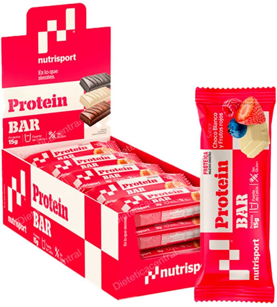 Nutrisport barrita proteica white choco-red berries 24uds.