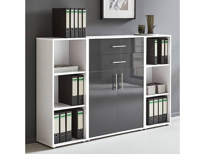 Armoire murale - 3 éléments A 85 x 114 x 33cm Blanc/Anthracite/Blanc