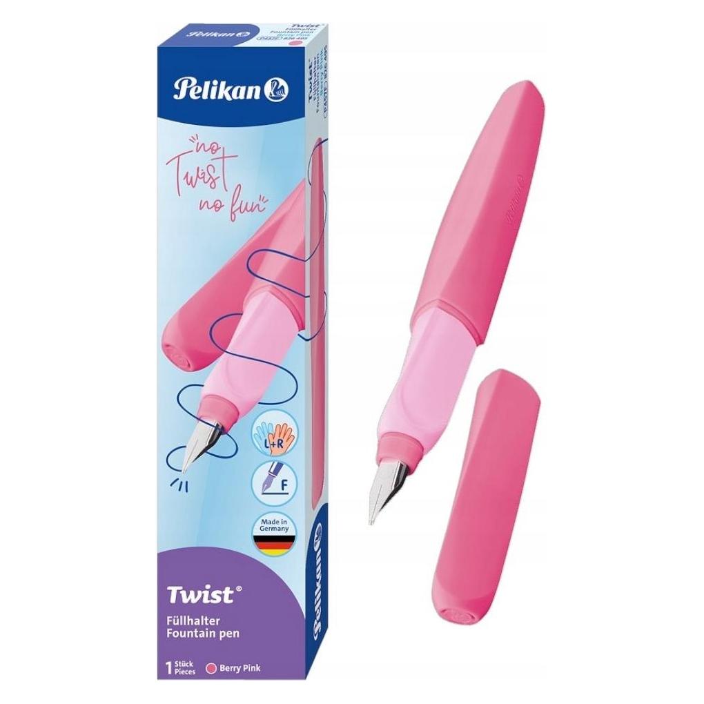 Pelikan Füllhalter (Patronenfüllsystem) Twist Füller für Rechts- und Linkshänder, Berry Pink, Feder (1x) (826495)