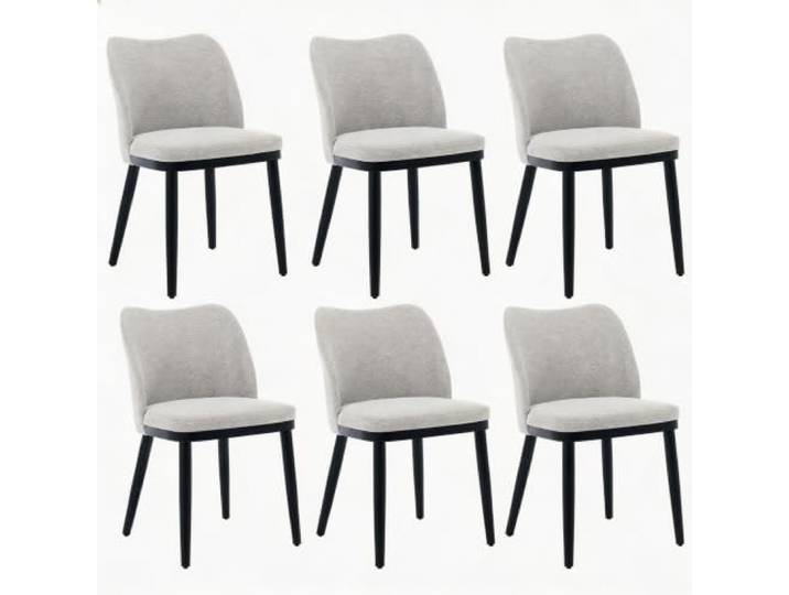 GarveeHome Esszimmerstühle 6er-Set Leinen Polsterung Holzbeine Grau Gepolsterte Sitzfläche, Atmungsaktiv, Stabile Beine, Rücklehne, Café