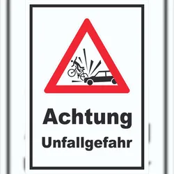 HB-Druck Auto und Fahrradfahrer Unfall Schild A0 (841x1189mm)