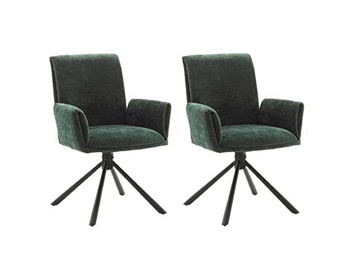 Lomadox Esszimmer Armlehnenstühle 2er Set in Olive 180° drehbar mit Nivellierung, B/H/T ca. 61/86/63 cm