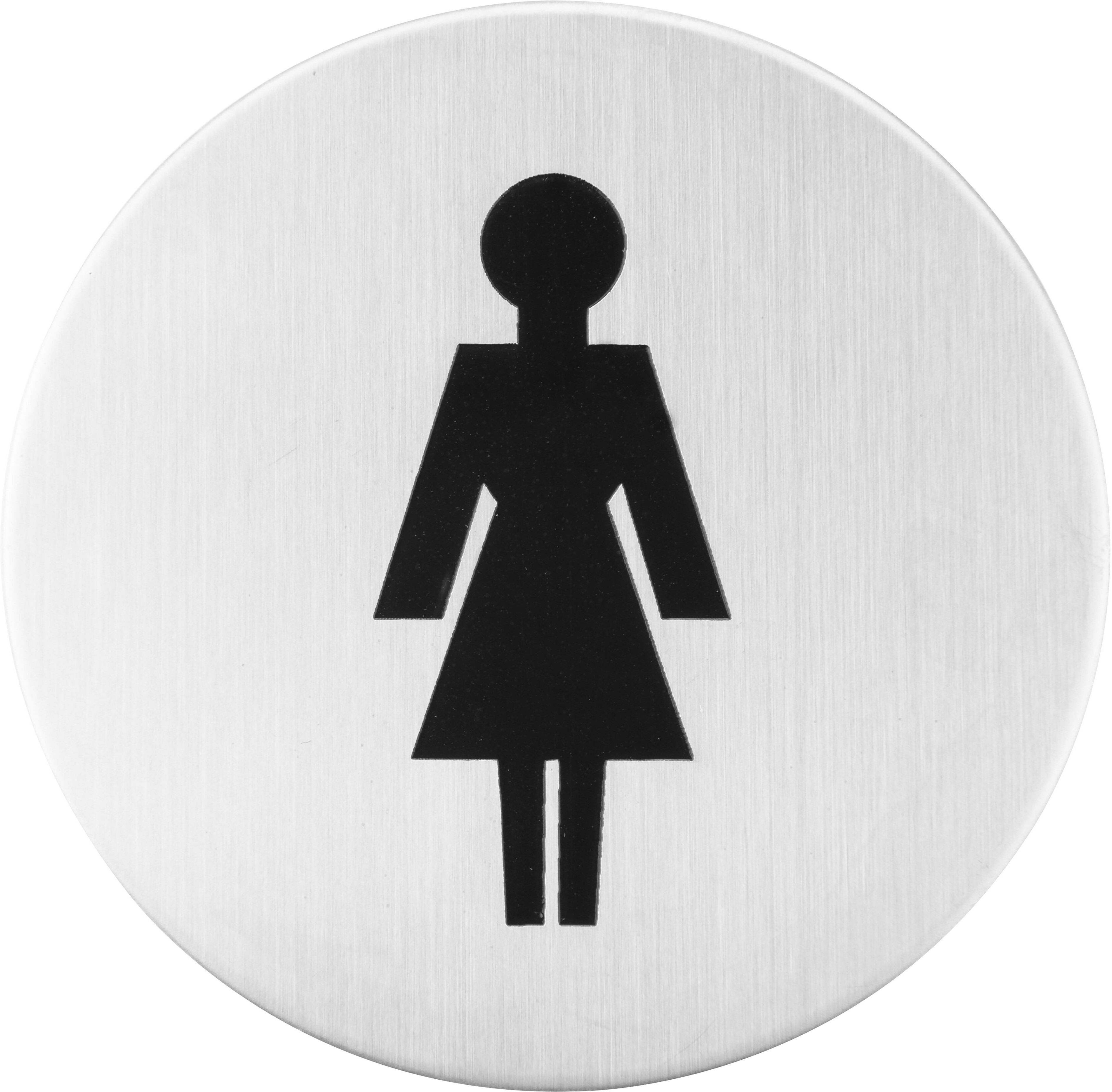 Tecnomat ETICHETTA WC DONNA ADESIVA IN ACCIAIO INOX CROMATO Ø 7,5 cm