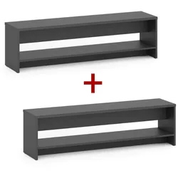 Umkleidebank mit schuhablage 1+1 GRATIS, verstärkt, 1500 mm breit, Graphit