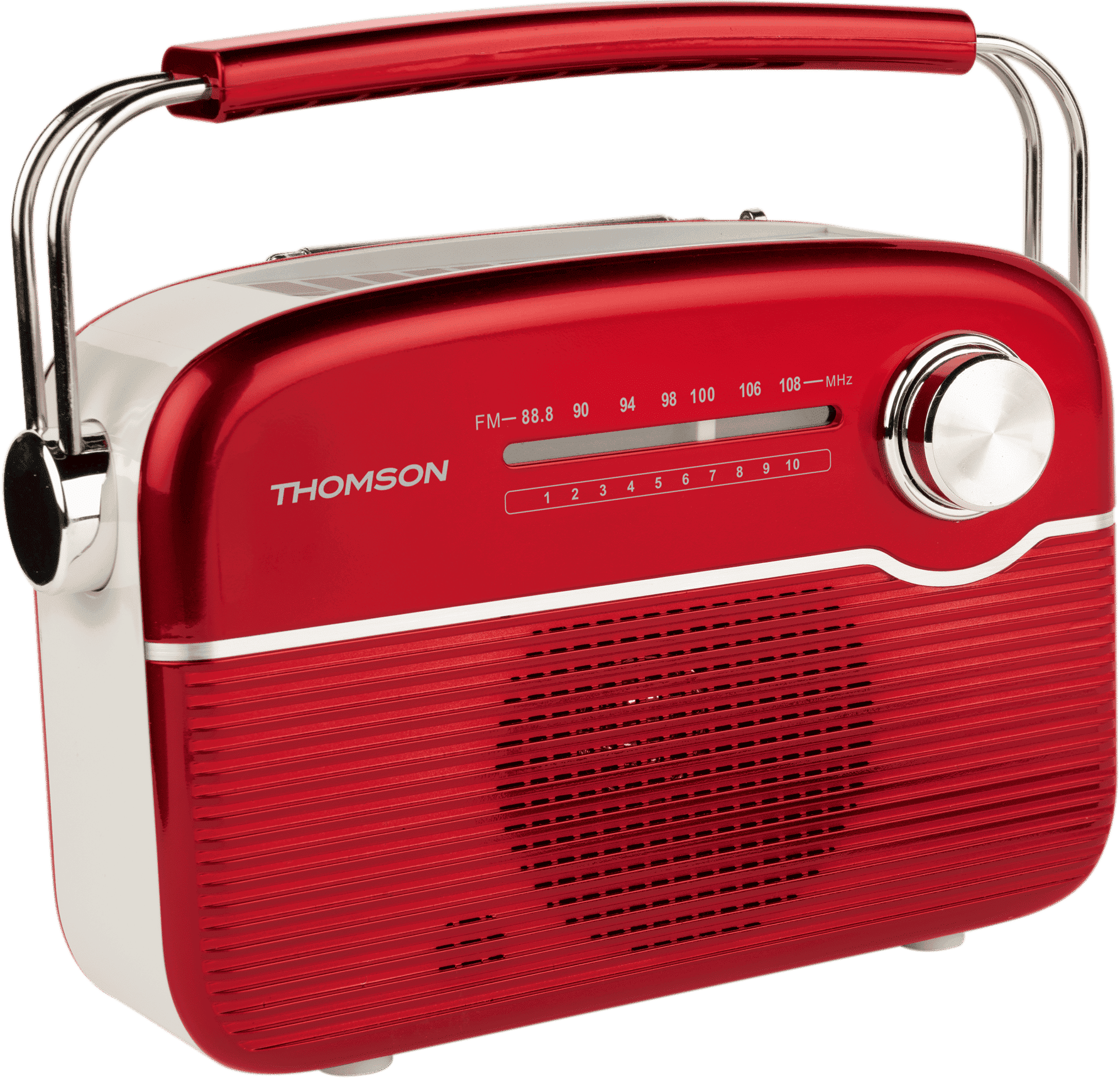 Thomson RADIO FM + BT SPEAKER RETRO STYLE SOLAR OR USB-C CHARGING RED/WHITE RTS450BTR