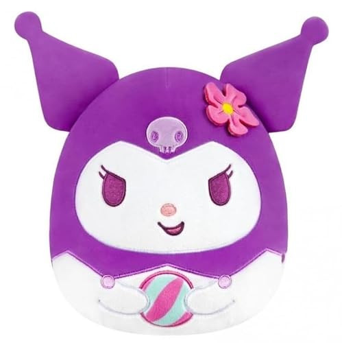 Squishmallows Jazwares Hello Kitty Kuromi met strandbal pluche knuffeldier, 20 cm