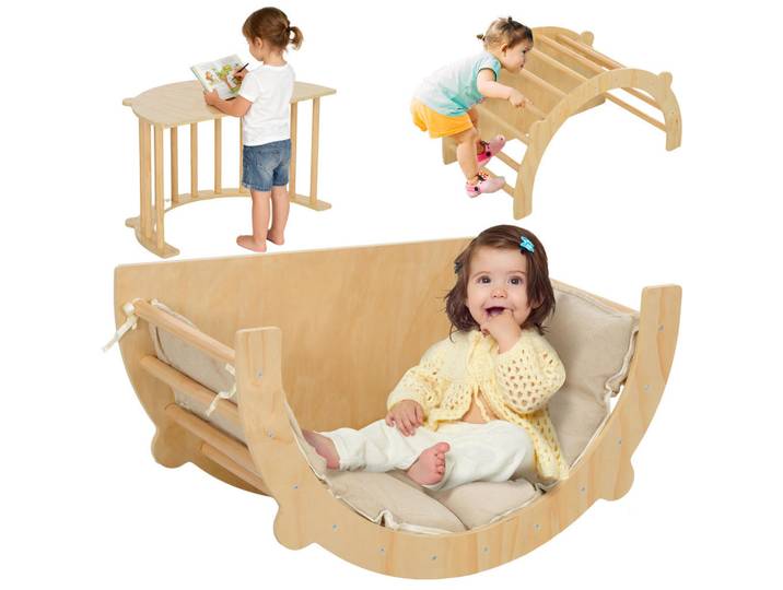 ComfortXL Kletterbogen De-18387 Naturholz, Naturfarben, 52x90 cm, Freizeit & Co, Gartenspielzeug