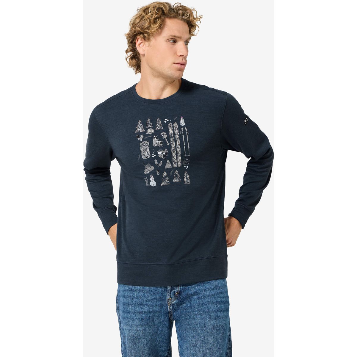 Super.Natural M Ski Doodle Crew blueberry/various (W55) XXL SNM023800W55XXL