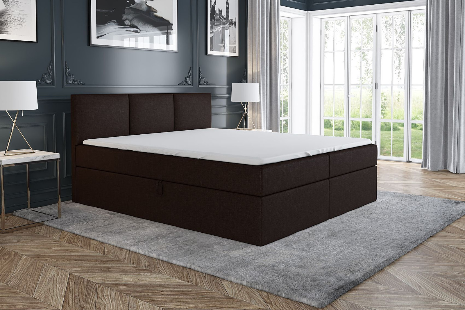 MBTmeble Boxspringbed RICO, 180x200 cm, donkerbruin