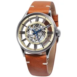 Poljot International 6114.1220102 Unisex-Armbanduhr Handaufzug Vintage Skeleton Braun