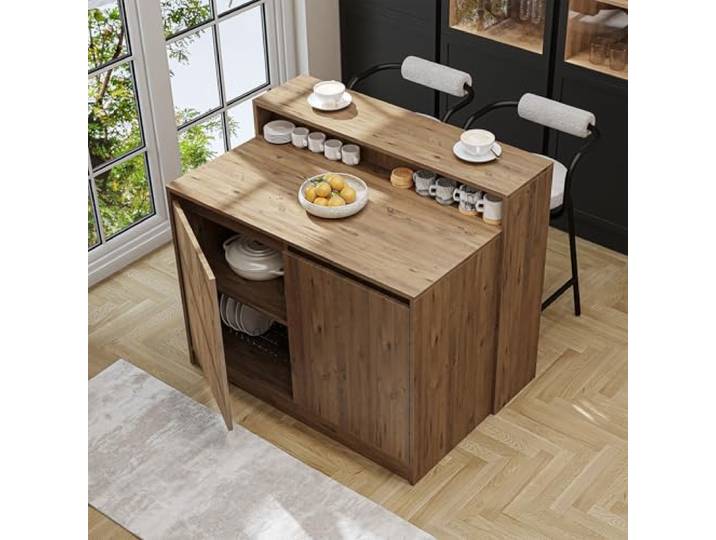 ROOMART Kücheninsel CORTADO 120 x 100 x 80 cm – Küchen- & Bartisch Eiche, Bartisch, E1-Melaminharzplatten
