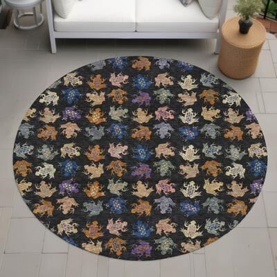 Addison Rugs Machine Washable Indoor/ Outdoor Modern Frogs Chantille Rug