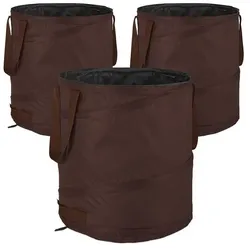 relaxdays 3er-Set Laubsack selbstaufstellend 85 Liter braun
