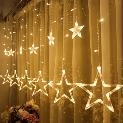 Inspire Curations 3.5M Battery Operated Star Curtain Lights With 8 Modes stars