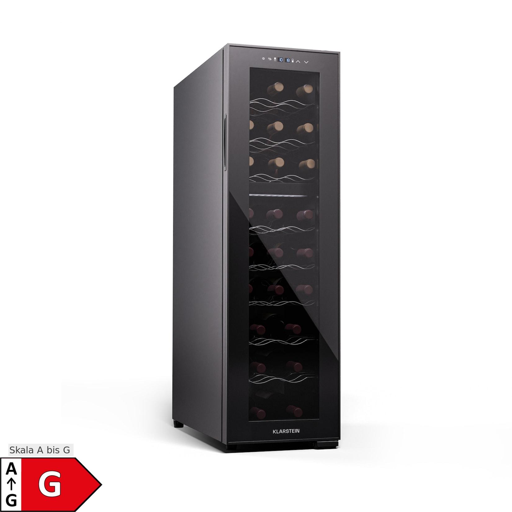 Shiraz 24 Duo Weinkühlschrank 2 Zonen 75L/24 Flaschen 5-18 °C Touch Schwarz 24 Flaschen 2 Kühlzonen