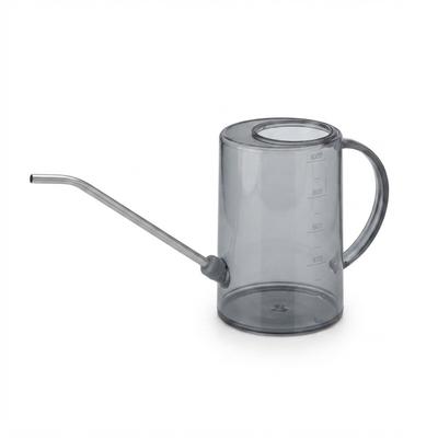 Relaxdays Gießkanne Zimmerpflanzen, 1 l, Kunststoff, Edelstahl, Blumengießkanne für Zimmerpflanzen, langer Hals, grau