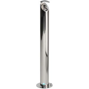 VAR Aschenbecher H103, silber poliert, Outdoor, mit Dach, Standascher aus Edelstahl, 20 x 103 cm, winddicht, 4,2 Liter