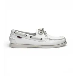 Sebago für Herren. 7000H00 Docksides Leder Bootsschuhe Portland weiß (44), Wohnung, Schnürsenkel, Lässig