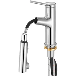 VEVOR Waschtischarmatur Wasserhahn aus gebürstetem Nickel & Edelstahl, Waschbeckenarmatur Küchenwasserarmaturen mitAusziehbrause wassersparend, Einhebelmischer für Badezimmer Wohnmobil Bar-Spüle