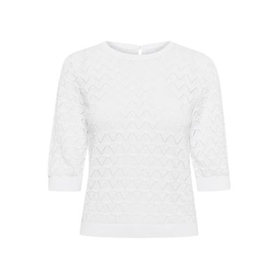 Strickpullover KAFFE "Damen Strickpullover KAkarla", Damen, Gr. XXL, weiß (chalk), Obermaterial: 100% Baumwolle CO., Pullover Strickpullover