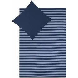 Traumschlaf, Bettwäsche, Melange-Stripe Marine (Bettwäsche Set, 155 x 220 cm, 80 x 80 cm)