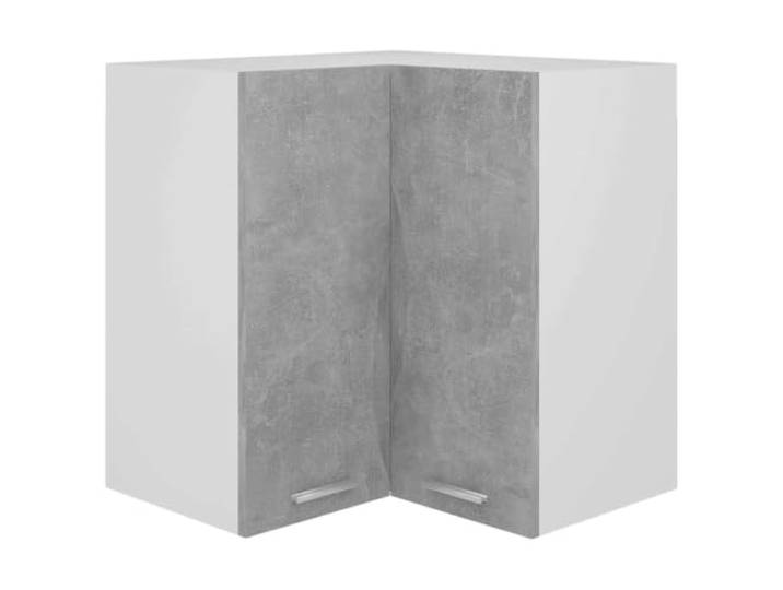 fsahslih Eckhängeschrank Lyon Betongrau 57x57x60 cm Küchenschrank Platzsparender Eckoberschrank für Küche und Vorratsraum mit zwei Fächern und pflegeleichter Beschichtung.