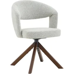 STILVORA 2er-Set Drehstühle Stoff hellgrau, Massivholz walnussfarben, 81,5 cm