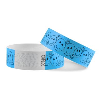 CombiCraft Tyrex Eintrittsband mit Smiley-Motiv in Neon Blau - 100 Stück