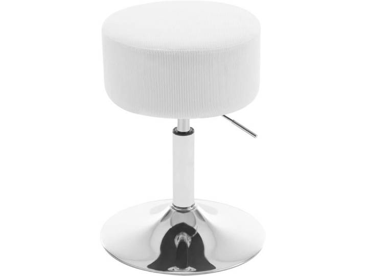 WOLTU Tabouret de Maquillage Pivotant Tabouret de Bar Rond en Velours Côtelé Réglable en Hauteur Rembourré Blanc W0ATT0349-1