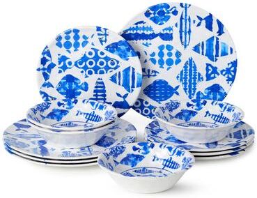 "Certified International Fish Tale Melamine 12 Piece Dinnerware Set , Service for 4 - 11.00""L x 11.00""W x 0.50""H"