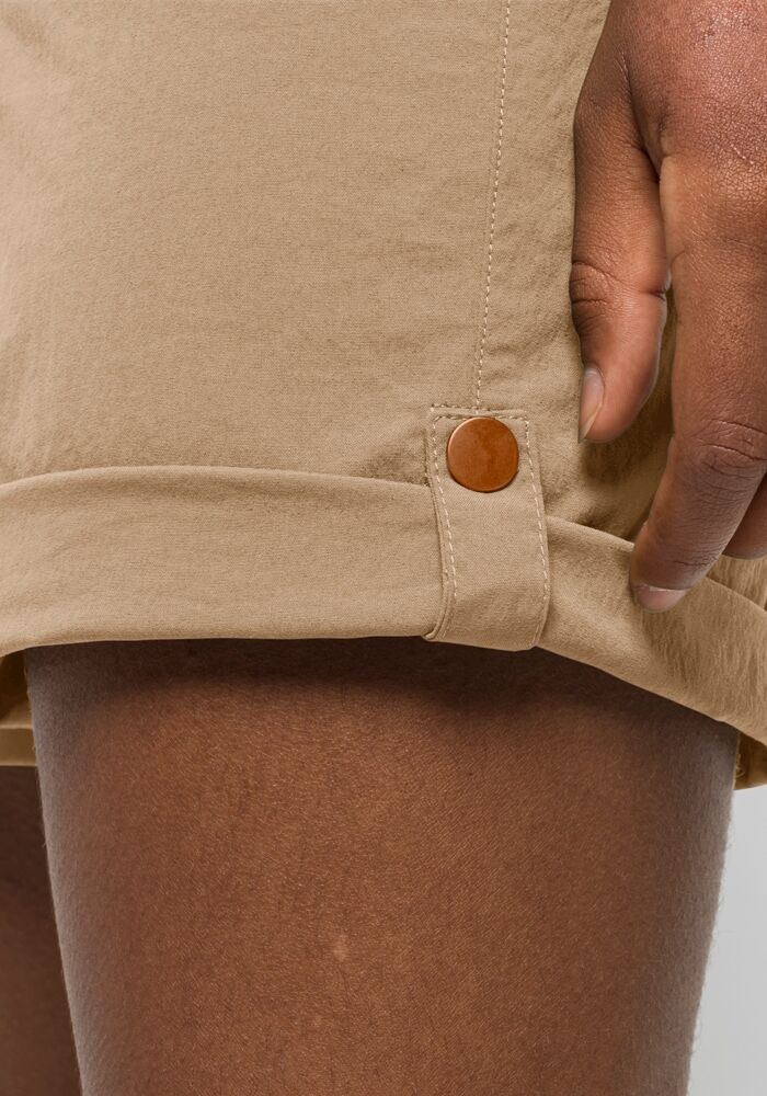 Shorts JACK WOLFSKIN "DESERT SHORTS W", Damen, Gr. 42, Normalgrössen, beige (sand, storm), OBERSTOFF: 95% POLYAMID, 5% ELASTHAN. Futter: 65% POLYESTER, 35% BAUMWOLLE, Hosen Shorts sand, storm 42, Normalgrössen