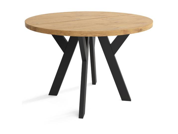 Sepro Meble Tisch Schwarz Lancelot Eiche Lancelot Rund 90 cm, Mehrfarbig, 90x76x90 cm, Esszimmer, Esstische
