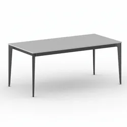 Bürotisch PRIMO ACTION 180x90 cm, schwarzes Metallgestell, grau