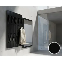 BlackWood »Piaforte schwarz« Massivholz Design-Garderobe Spiegel / Schwarz lackiert / 62,5 cm