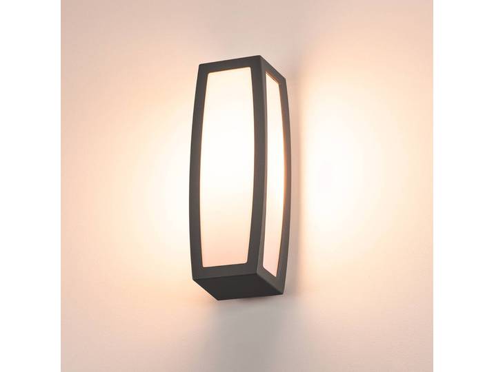 SLV Aussenwandleuchte Meridian Box, dimmbar, alu / grau / zink, Aluminium, Modern, Wandleuchte außen