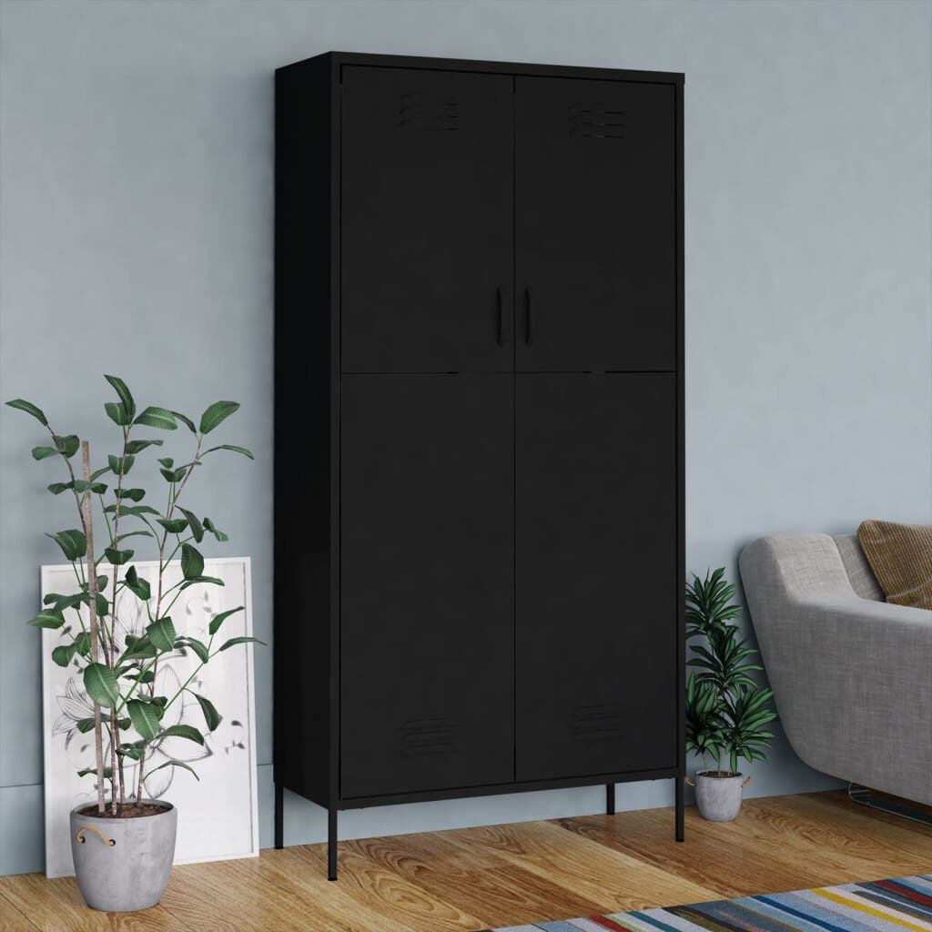 Rio Branwell 2 Door Steel Wardrobe Black 180cm H X 90cm W X 50cm D