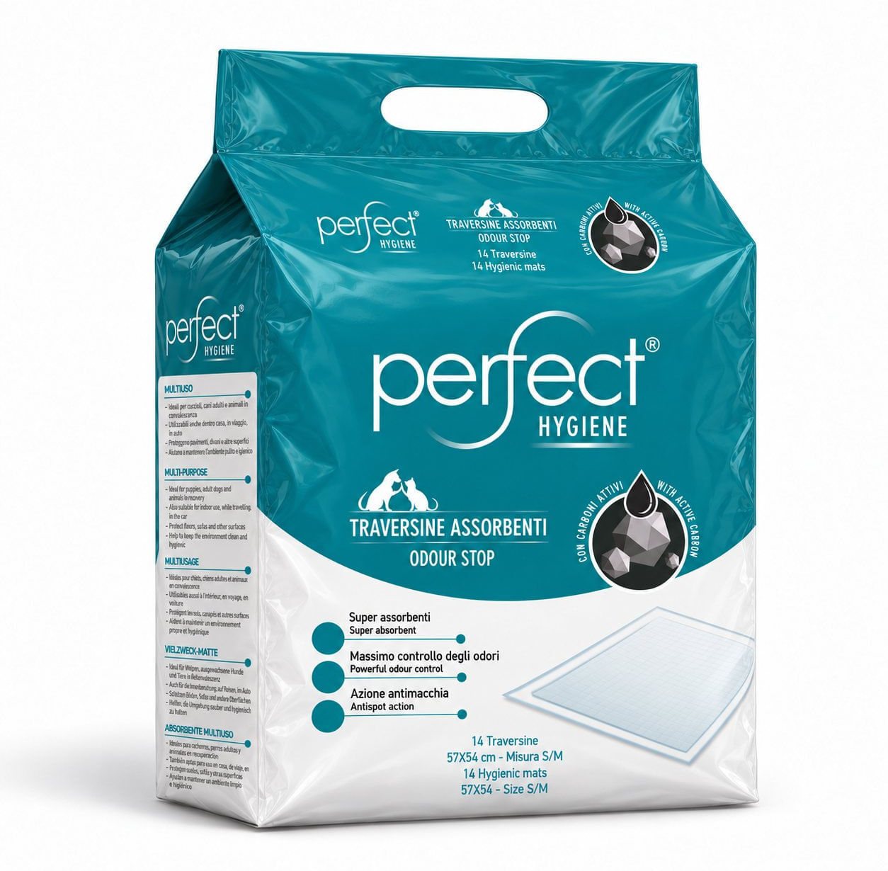 Perfect Hygiene Traversine Assorbenti Odour Stop con Carboni Attivi 57x54CM 14PZ