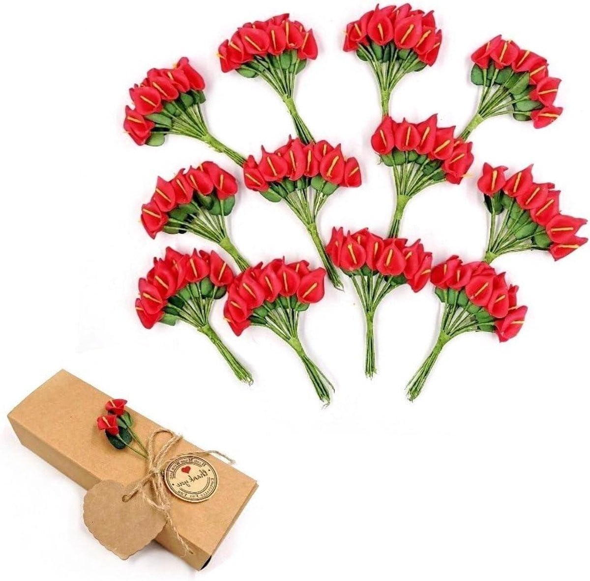 Rode Nep Calla Lelies - Kunstbloemen Boeket van PE Schuim - 10 cm