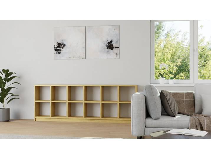 Niedriges Bücherregal - Sideboard für Bücher und Deko geeignet Eiche Natur geölt