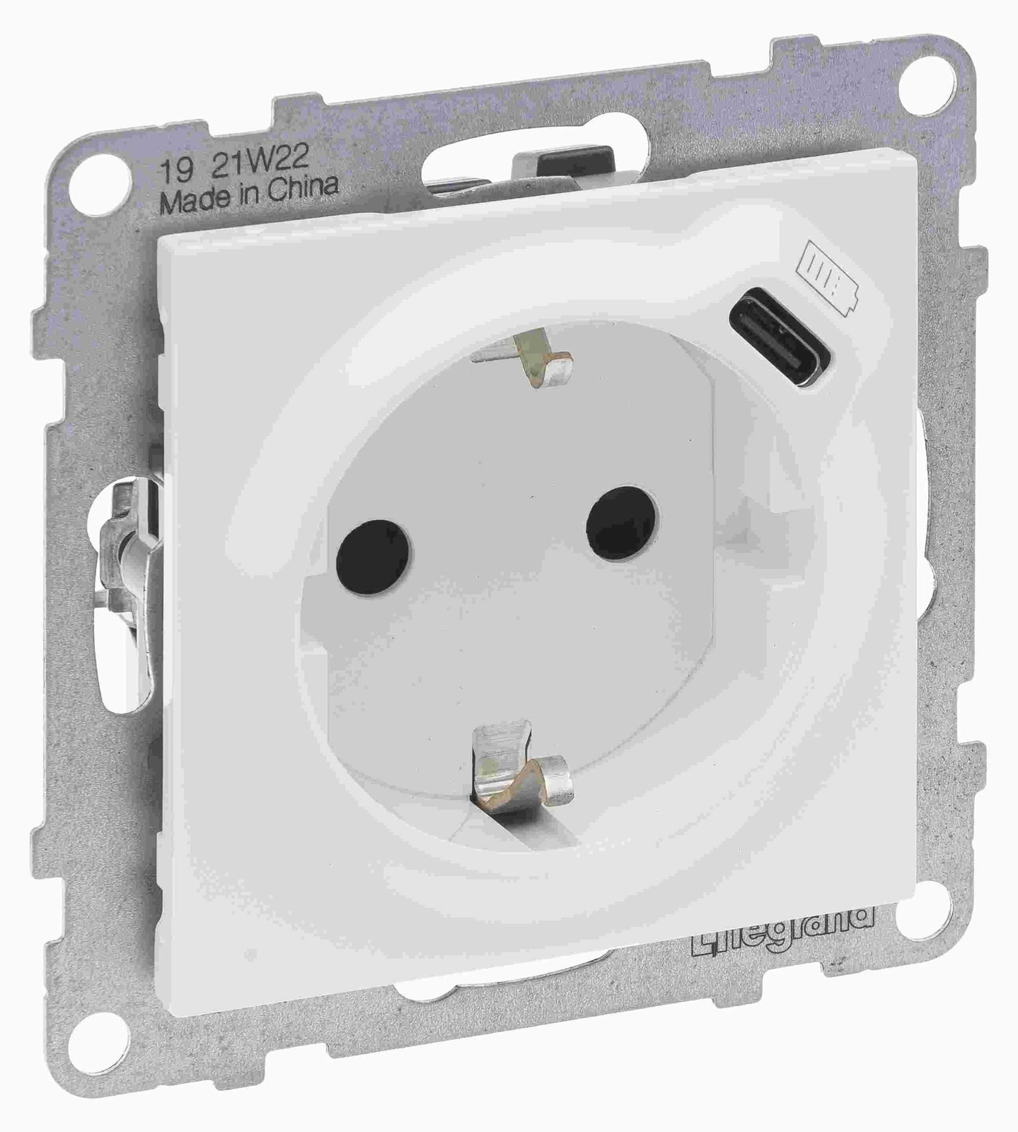 Legrand SEANO Schuko-stopcontact met USB-C en schroefklemmen, ultrawit