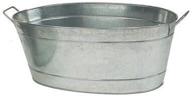 Achla Designs Large Oval Galvanized Tub, 30.5 Inch Long, Steel
