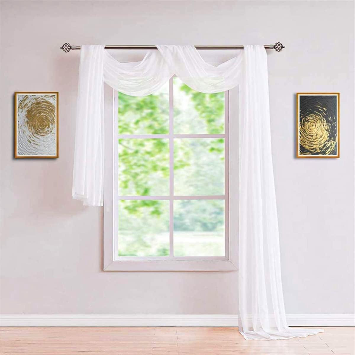 Wit Gordijn Sjaal Transparant Lichtfilterend Voile 130 x 550 cm